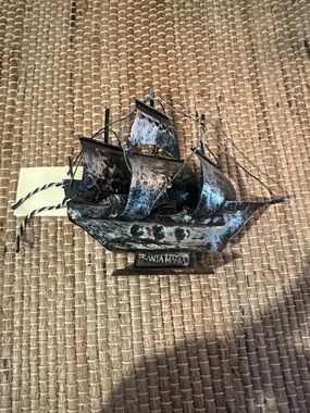Antiqued or Vintage Tin Ship “Santa Maria”